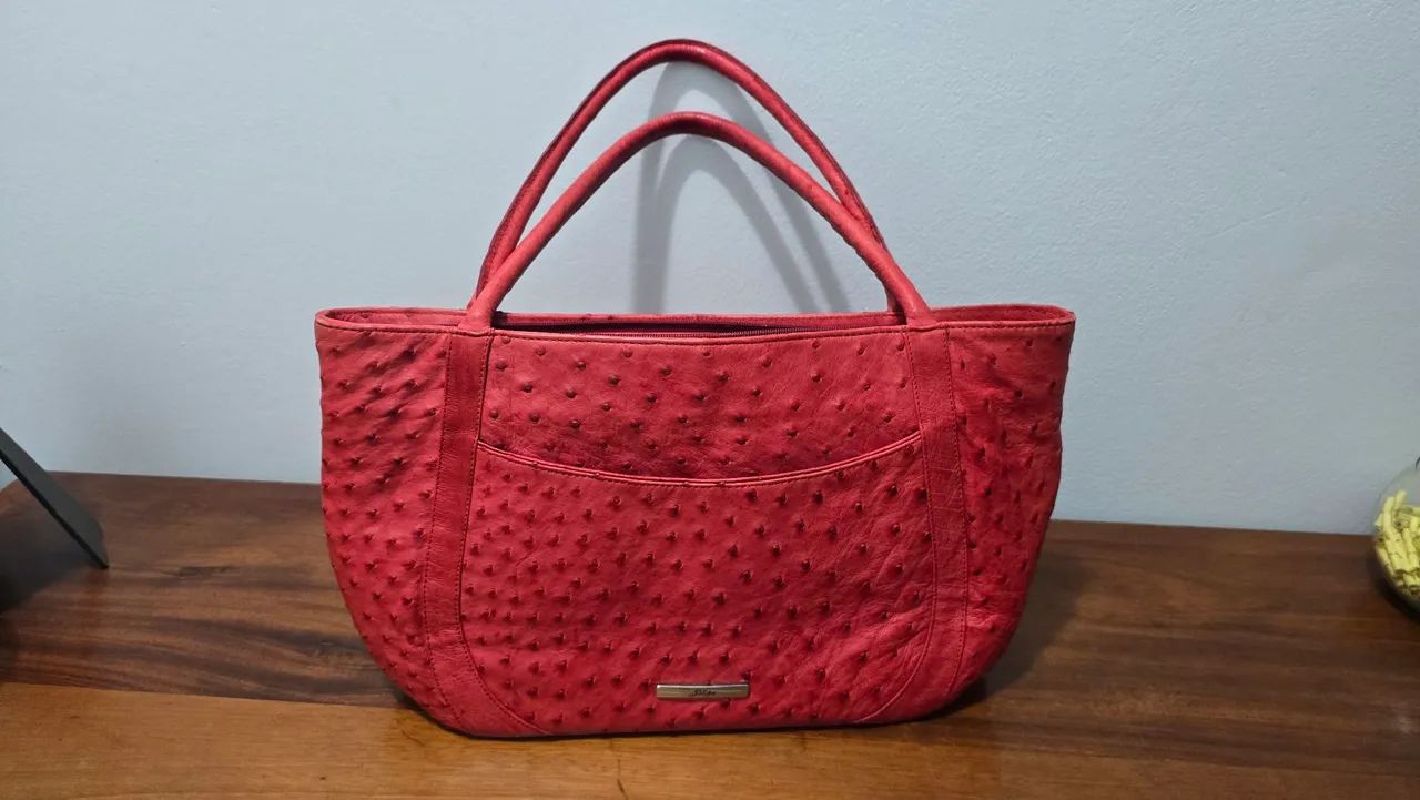 Bolsa Vermelha de Couro Legítimo - modelo único - Foto 4