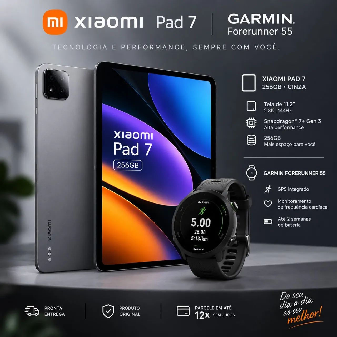 Xaomi Pad 7 256 GB + relógio Garmin 55