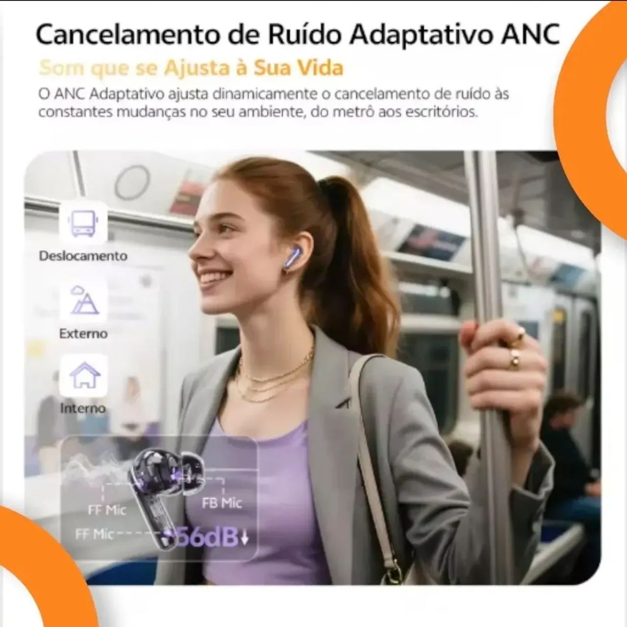 Fone Qcy N70 Bluetooth 6.0 Cancelamento ativo adaptável  - Foto 2