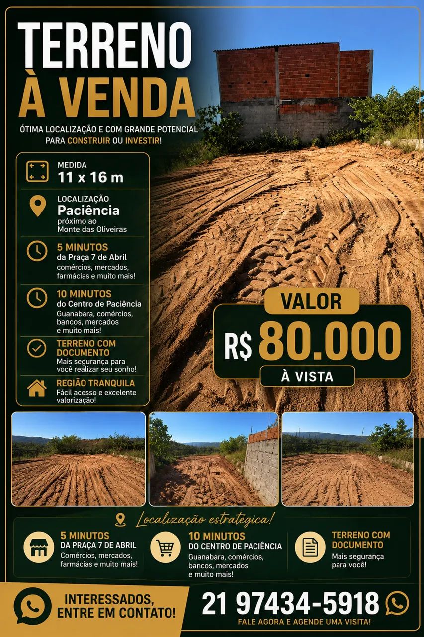Vendo terreno 11x16 -paciência