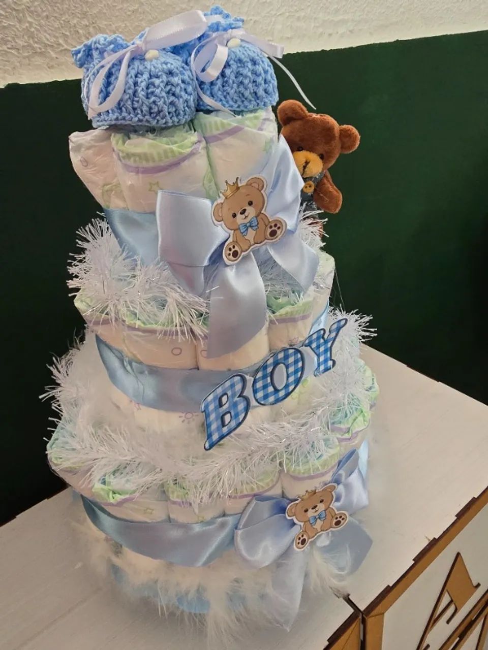 Bolo de fralda tema ursinho  - Foto 2