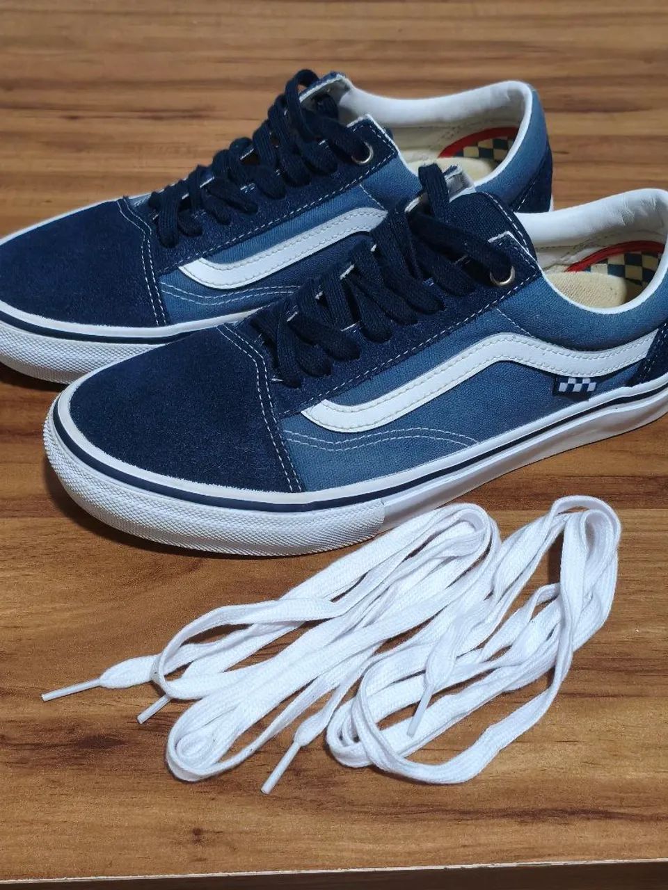 Tênis Vans skate Old Skool Navy White Tam 40 - Foto 4