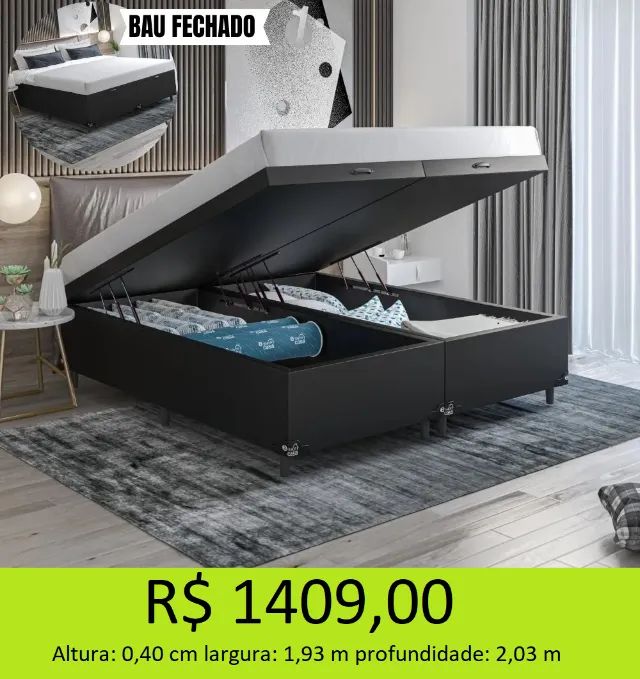 BASE BOX BAÚ - KING - OTIMA QUALIDADE = RECEBA EM ATE 72H