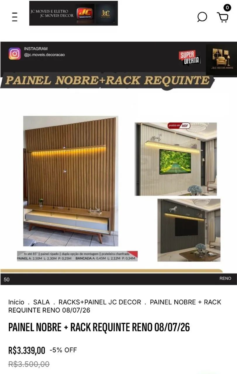 PAINEL NOBRE E RACK REQUINTE MDF