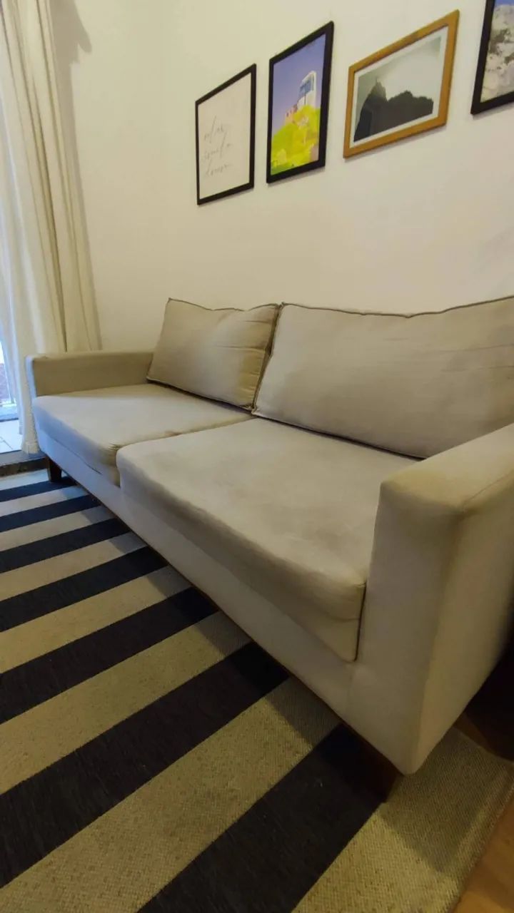 Sofá 3 Lugares Linho Cru 180cm