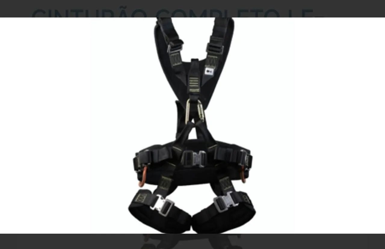 Cinto de segurança tipo paraquedista com cinturão abdominal e perneiras acolchoadas,  - Foto 5