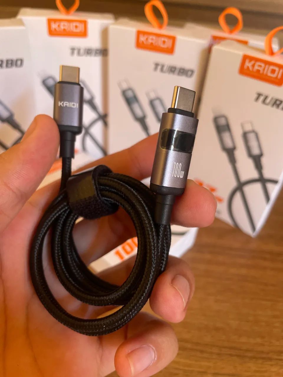 Cabo USB-C para USB-C KAIDI 100W Turbo com Display LED  - Foto 4