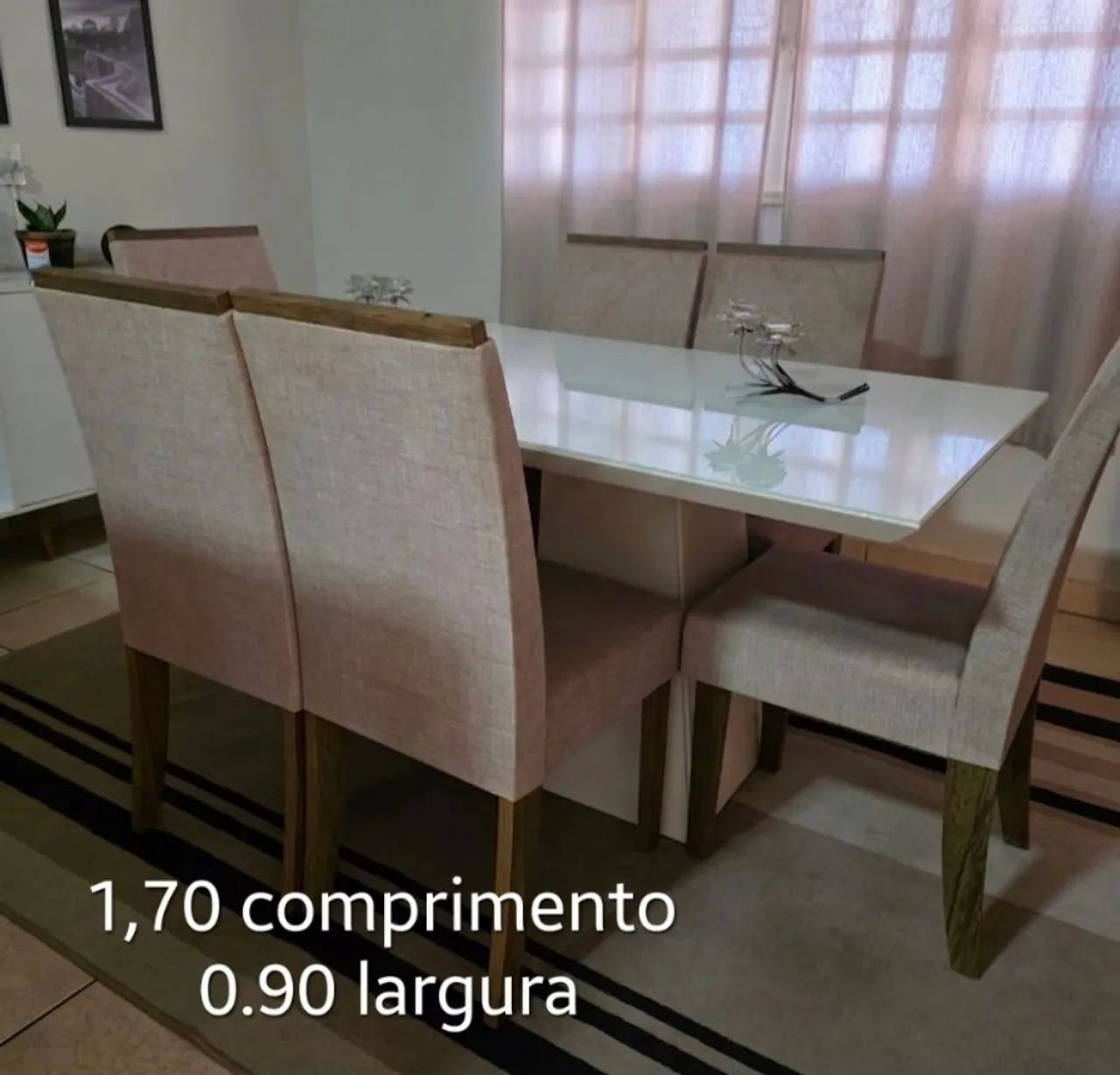 Mesa robusta 6 cadeiras e tampo vidro