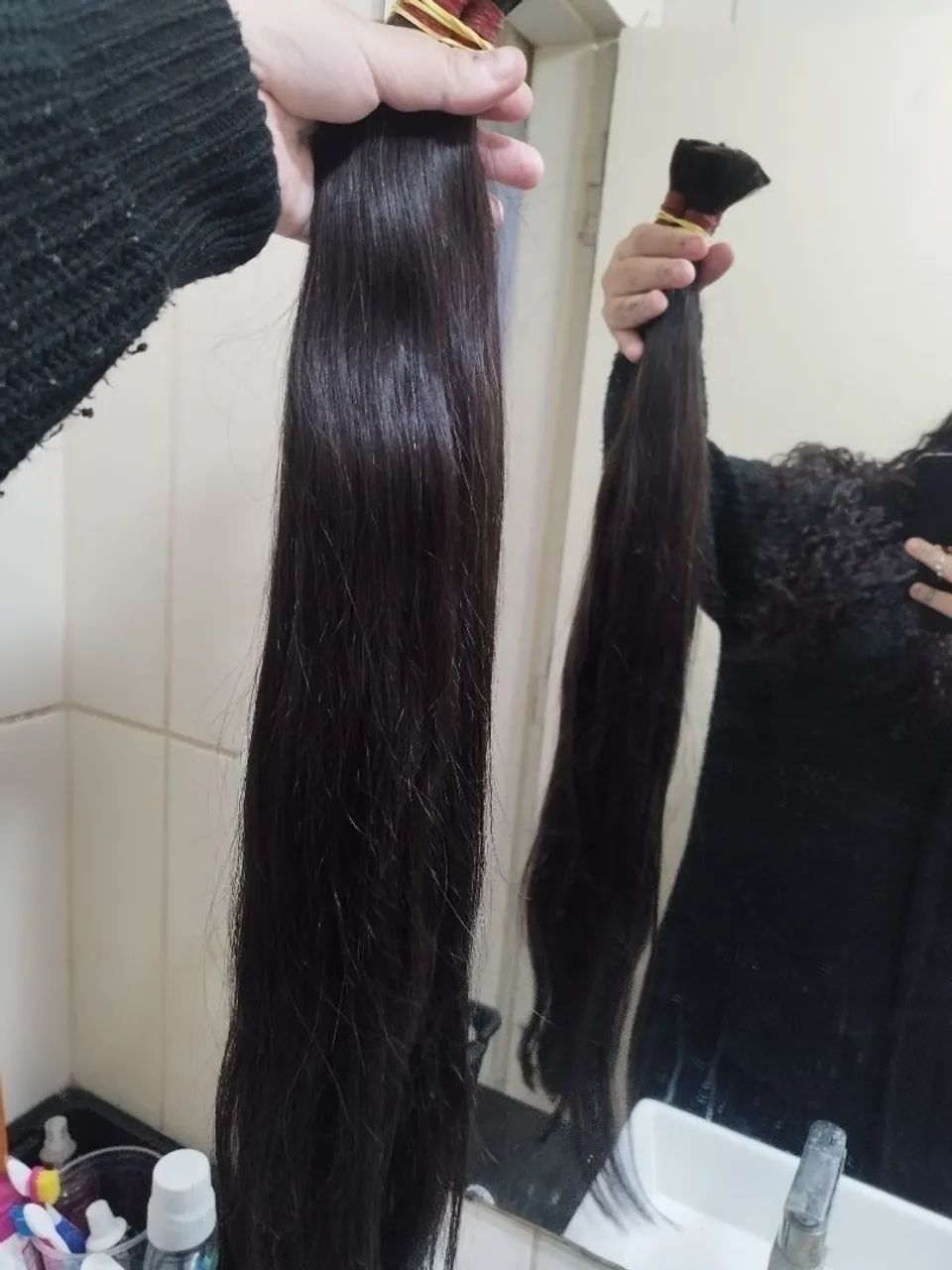Cabelo humano liso ondulado 65 cm - Foto 3
