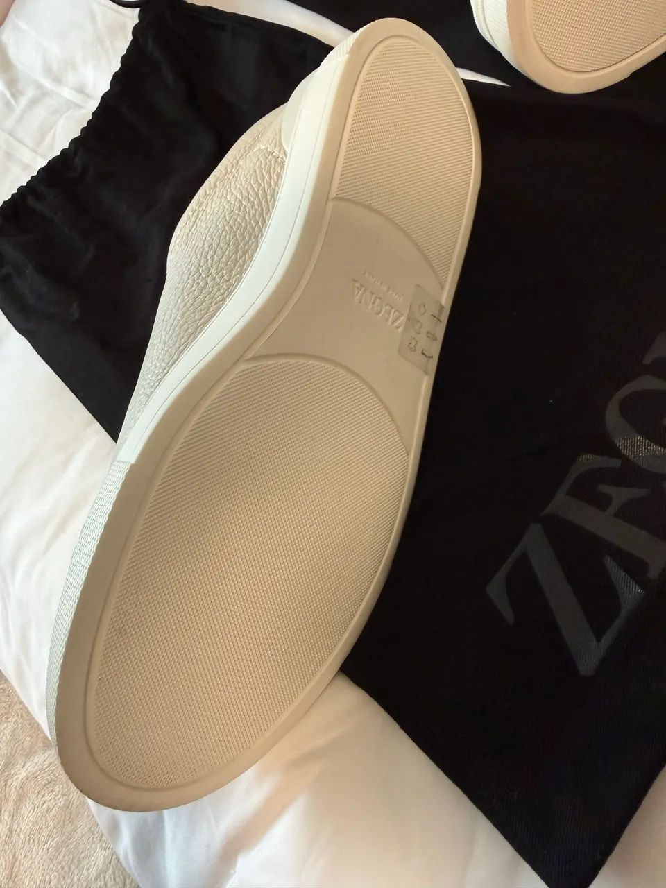 ZEGNA Tênis Triple-Stitch - Branco em Couro - Foto 3
