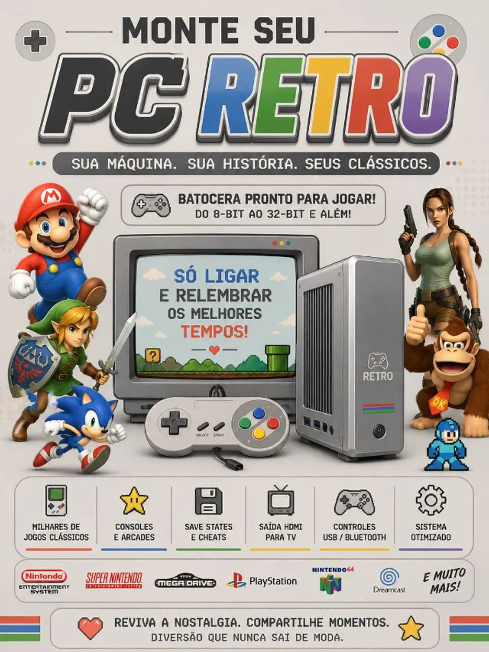 PC RETRO GAMER | 20 MIL+ JOGOS | ARCADE, 16-BIT, PS1 E MUITO MAIS - Foto 3