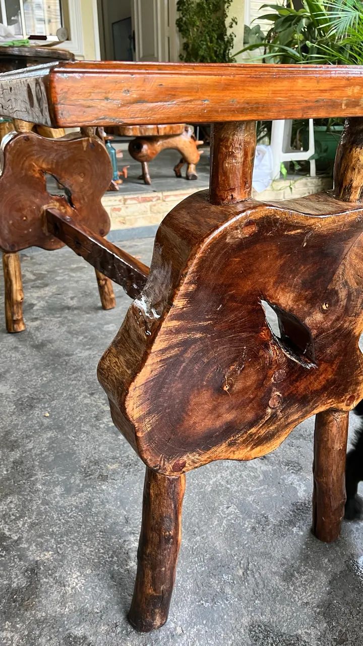 Mesa Madeira Recuperada Rústica Artesanal sem Vidro - Foto 4