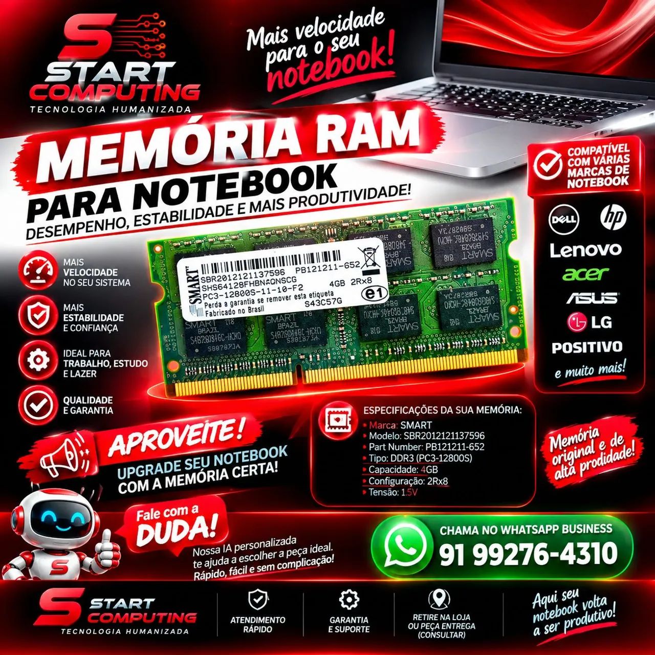 ? Memória de notebook DDR 3 