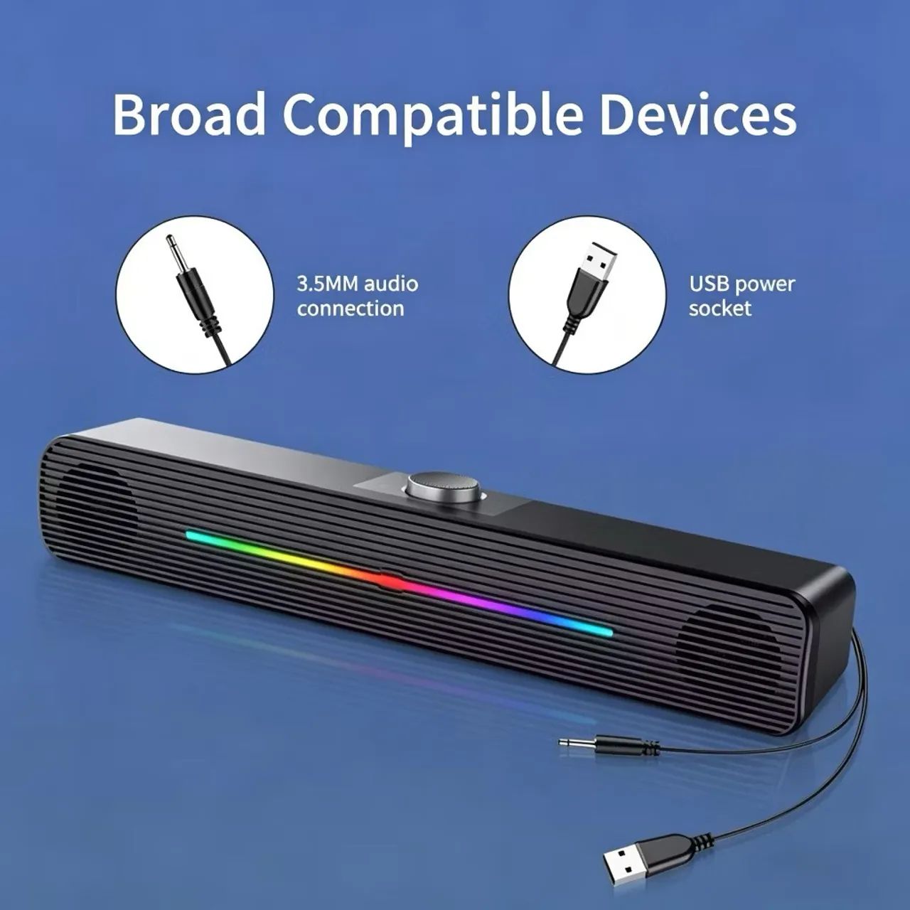 Caixa de Som Soundbar RGB 12W com Subwoofer USB P2 para TV, PC e Celular - Foto 2