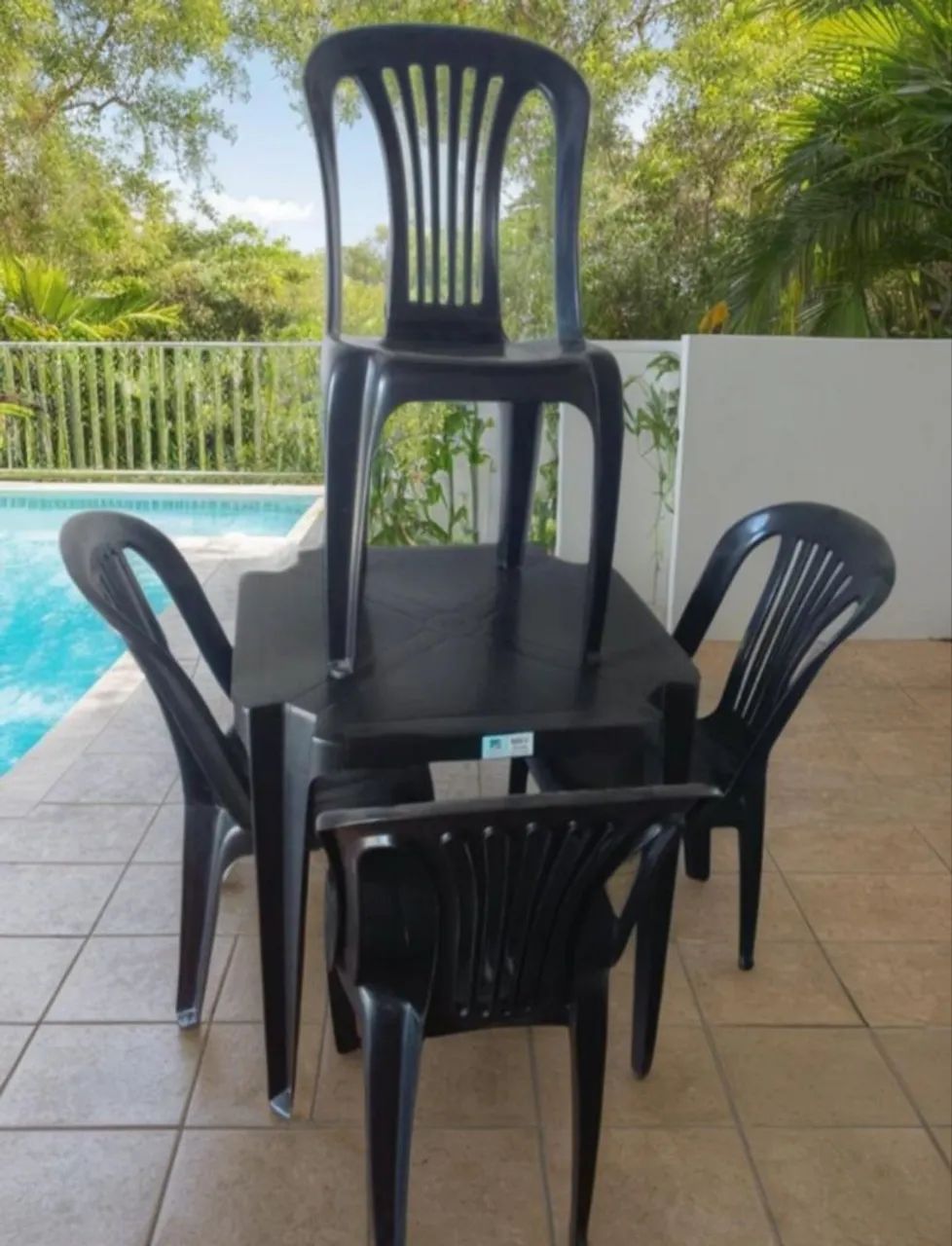 Conjunto de mesa com cadeiras bistrô preta 