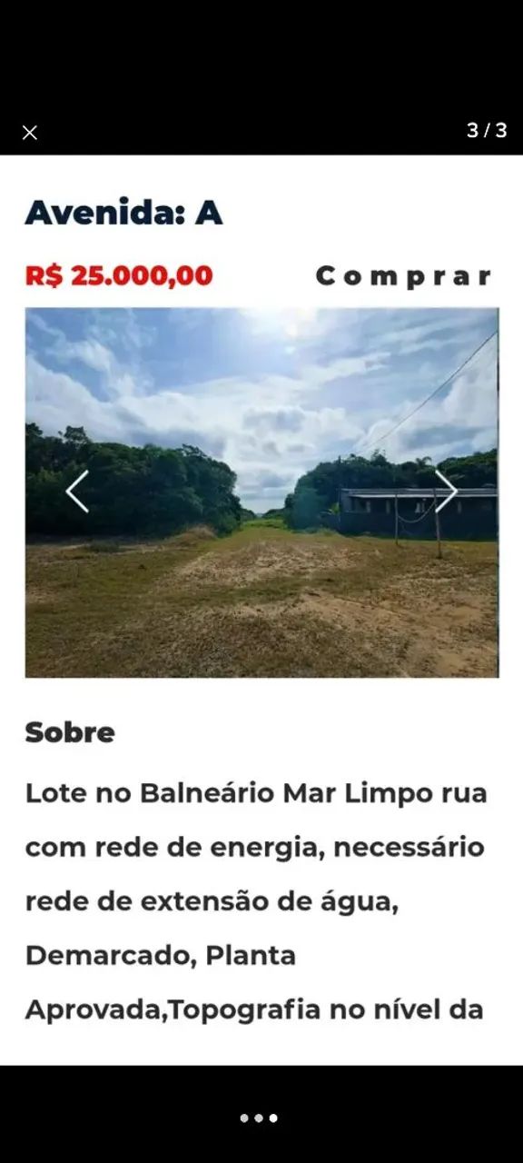 terreno em ilha comprida 