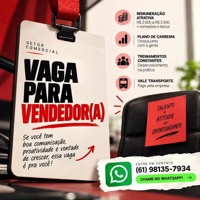 Oportunidade de trabalho - Vagas abertas
