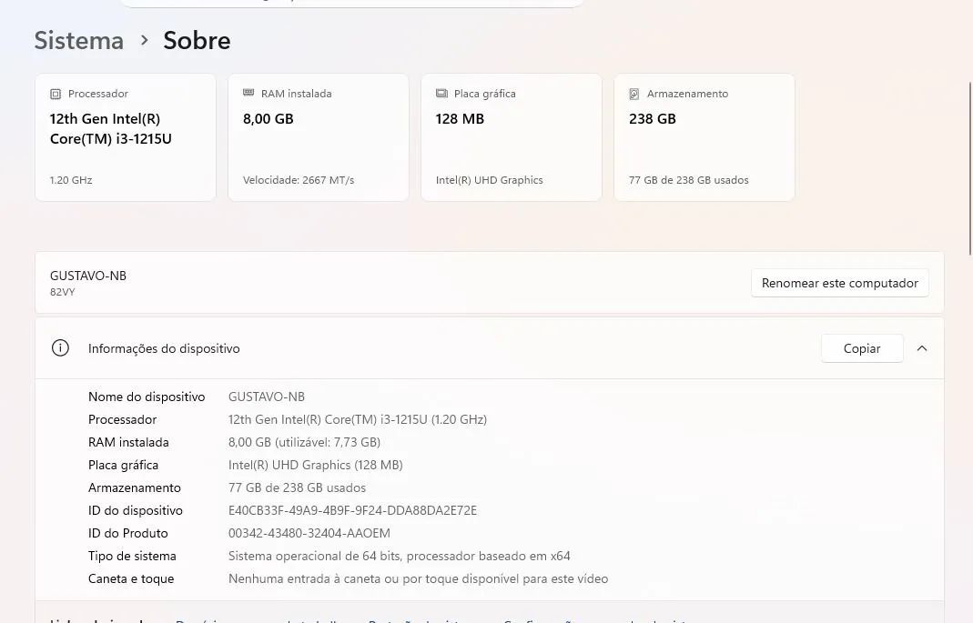 Notebook Lenovo i3 12ª geração Ram 8GB - Foto 3
