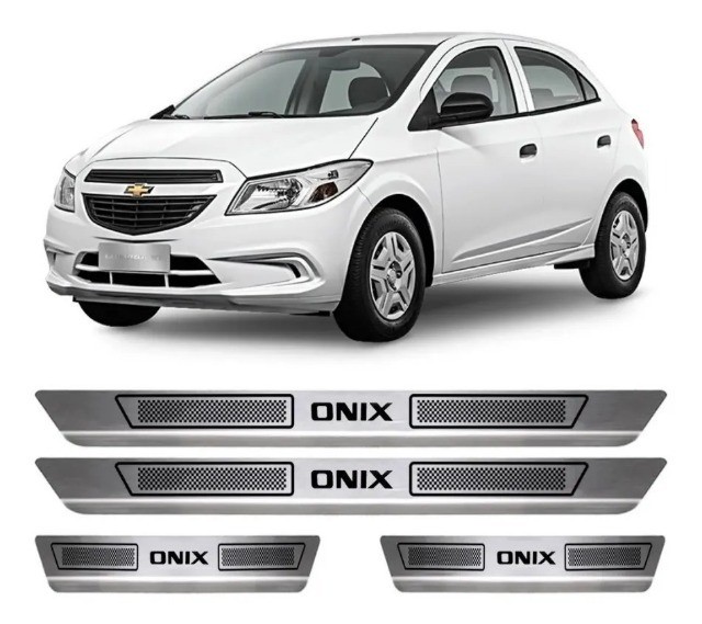 Soleira Protetora P/ Portas em Aço Inox - Chevrolet Onix - Fácil Instalação