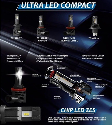 Kit Lâmpada Ultra Led Compact H7 10 Mil Lumens - S-10 / Palio / Toro / Triton - Foto 2