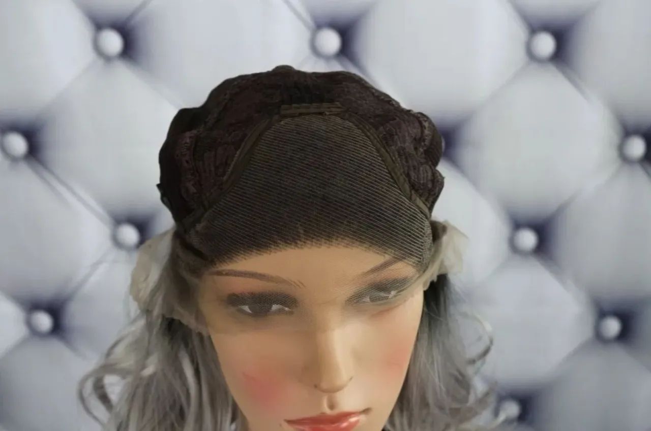 Peruca Lace Front Cinza e Preto - Cabelo Sintético - Foto 4