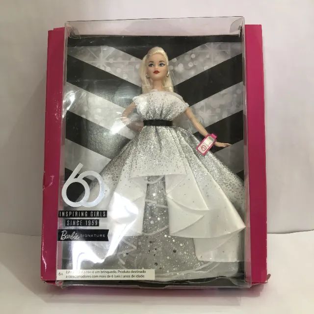 Colecionável Fem Mattel Boneca Barbie 60º aniversário desde 1959 60 anos modelo Raríssimo