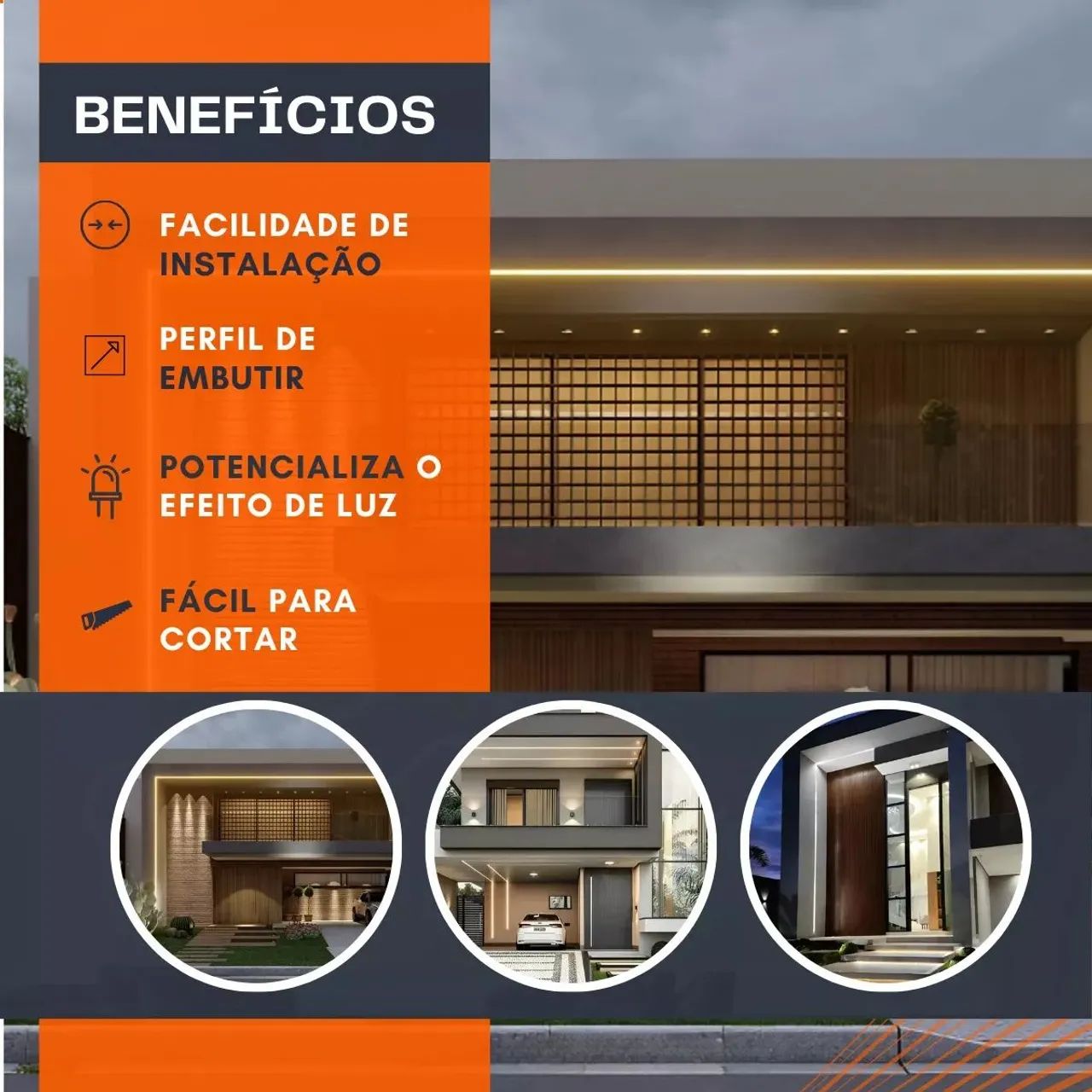 Perfil LED 40x30cm sobrepor 3m 