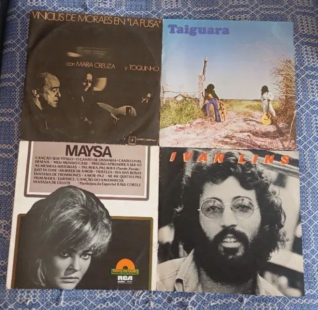4 Discos De Vinil LPs Vínicius Moraes Ivan Lins Taiguara Maysa