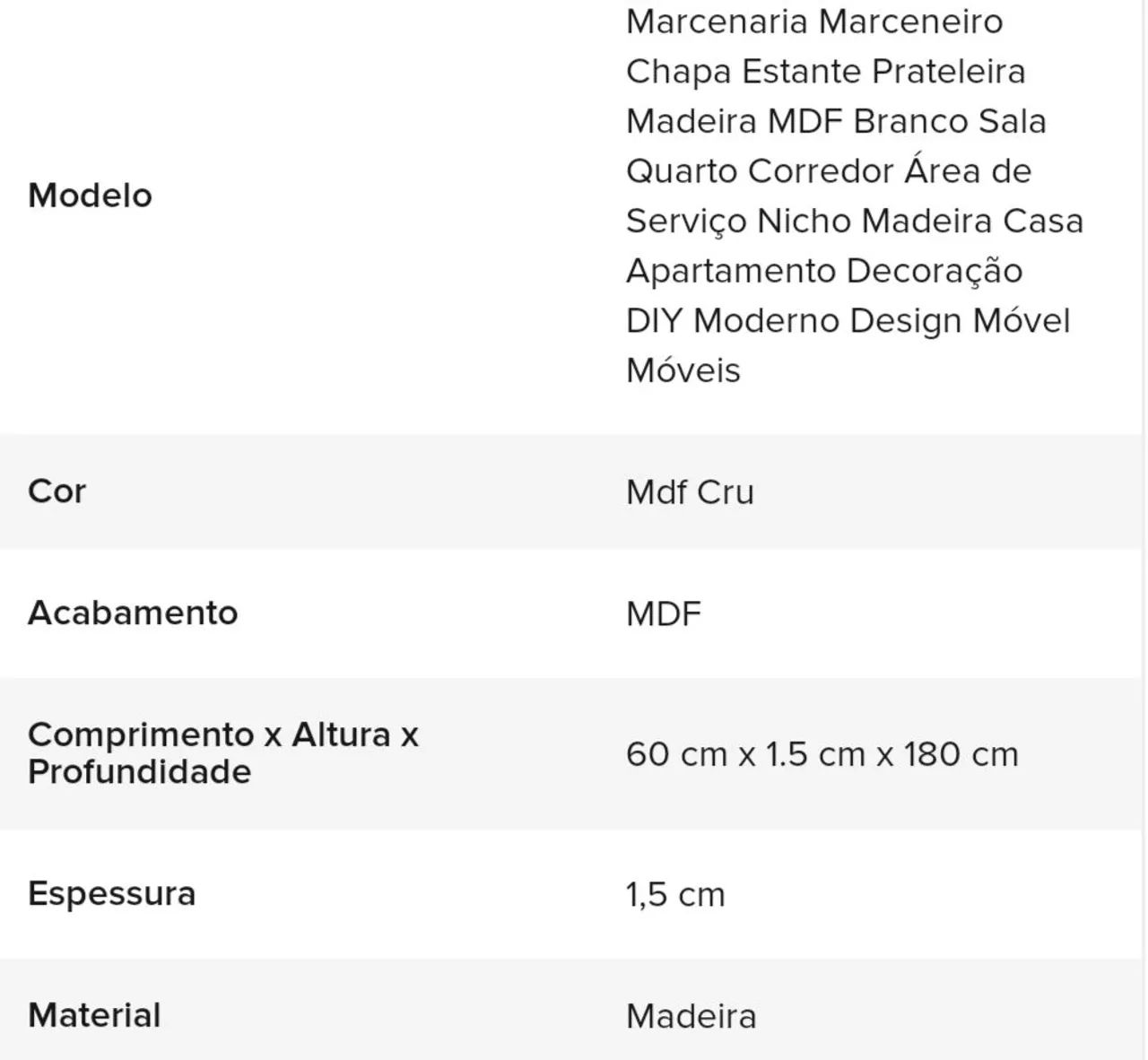 Chapa de madeira MDF cru 180x60 - Foto 4