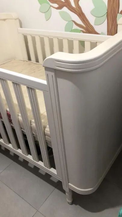 Berço TOY Arredondado | Americano 2 em 1 | Cor Branca | Madeira Maciça | Colchão Incluso - Foto 6