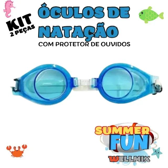 Oculos De Natação Proteção Uv Wellmix Azul Wx2943 Summer Fun
