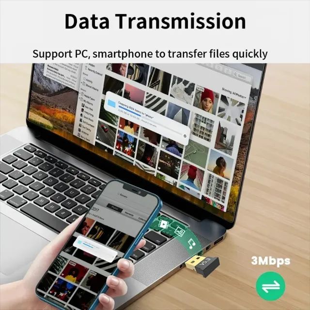 Adaptador USB Bluetooth 5.3 Dongle Compatível com PC Notebook Controle PS4 PS5 Xbox One SX - Foto 4