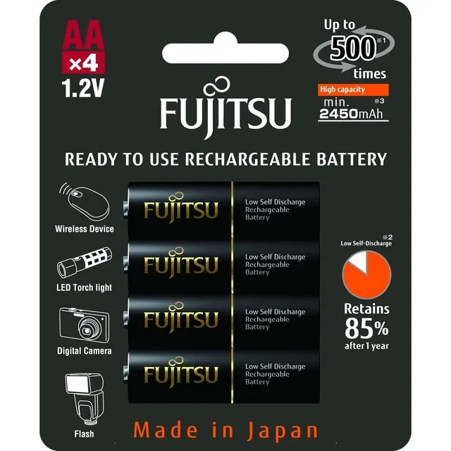 4 Pilhas AA Recarregáveis 500x da Fujitsu Premium = Eneloop Pro 2550 mAh