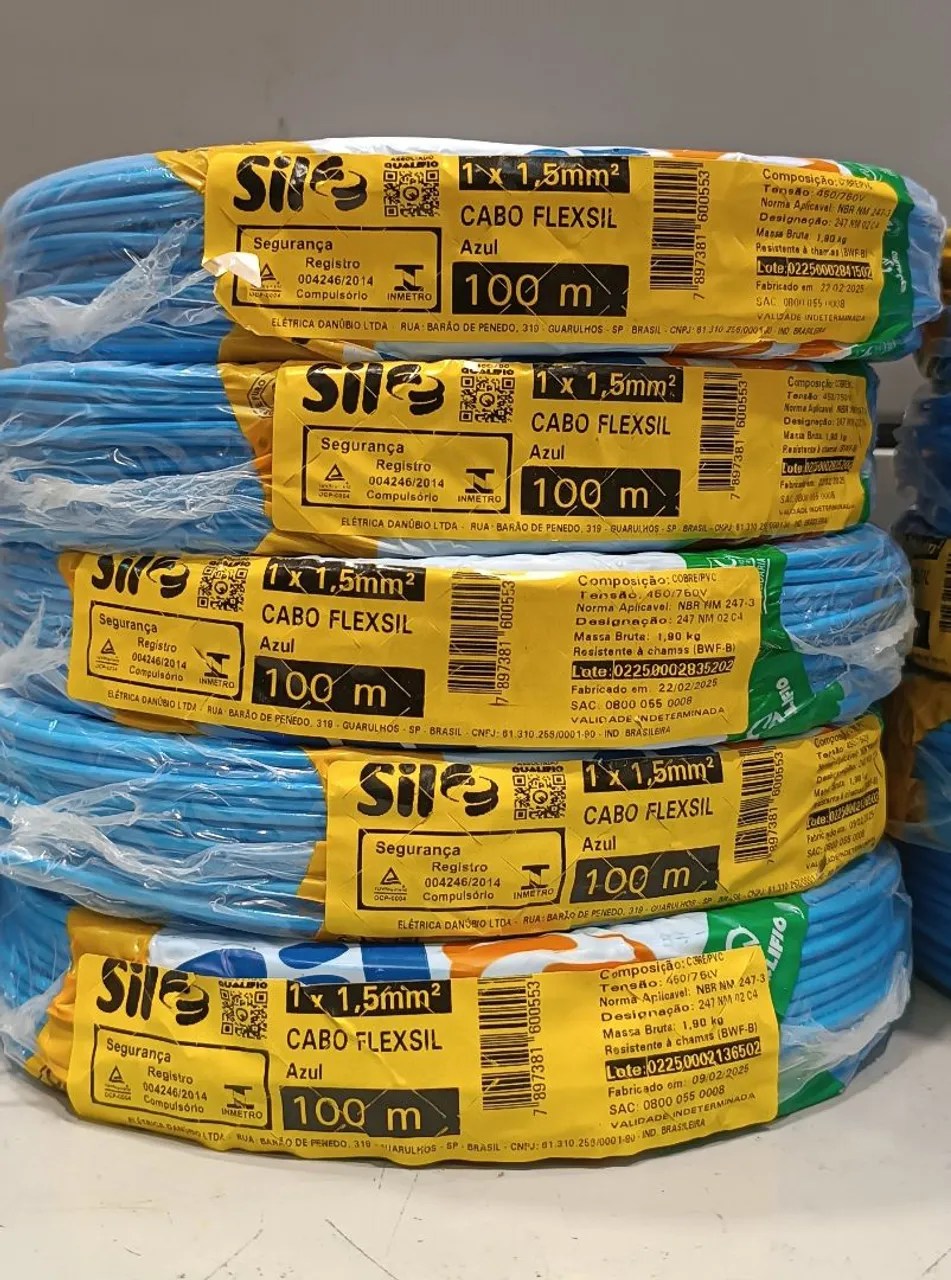 Cabo Flexível 1,5mm² 100m diversas cores 