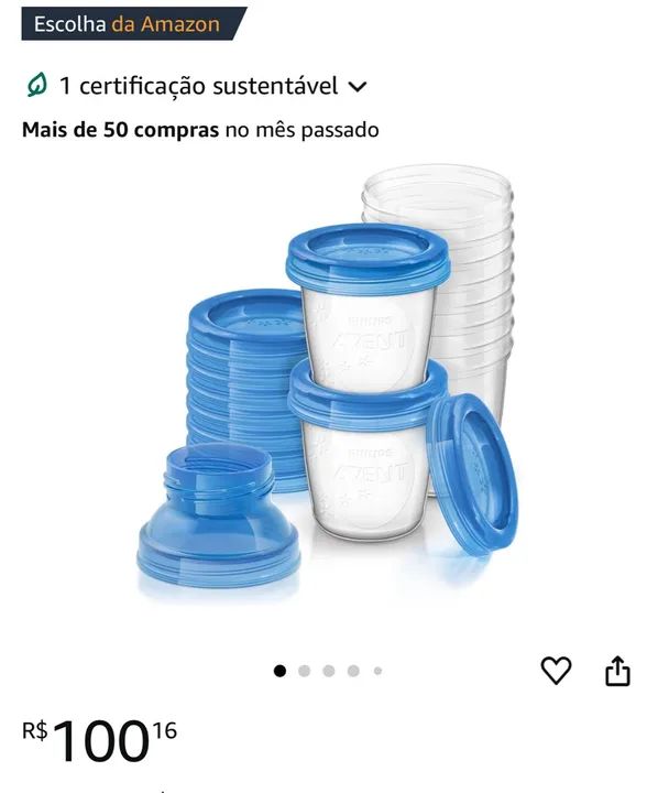 Kit de potes para armazenamento de leite materno Avent - 14 peças