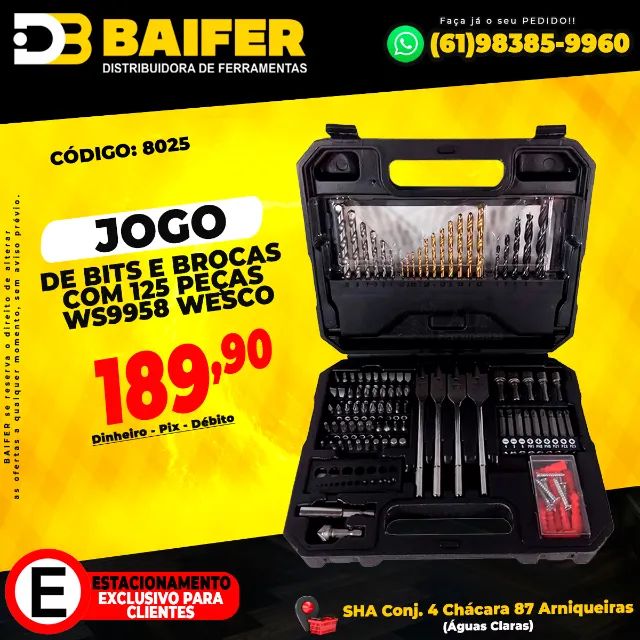 Jogo de Bits e Brocas com 125 Peças Ws9958 Wesco