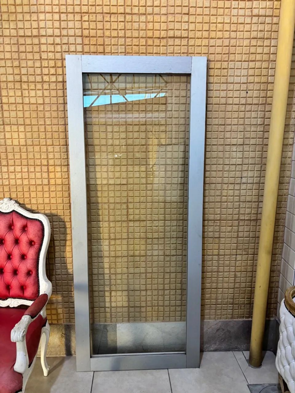 Porta de Vidro com Moldura de madeira 187x78cm INTEGRA 