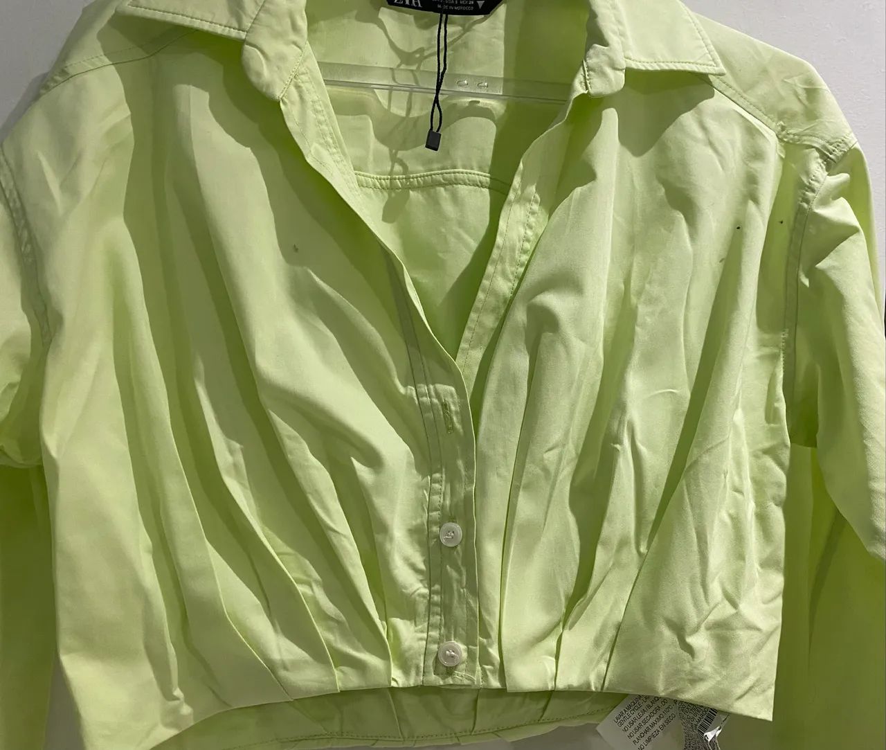 Camisa Cropped Zara Verde Lima  - Foto 2