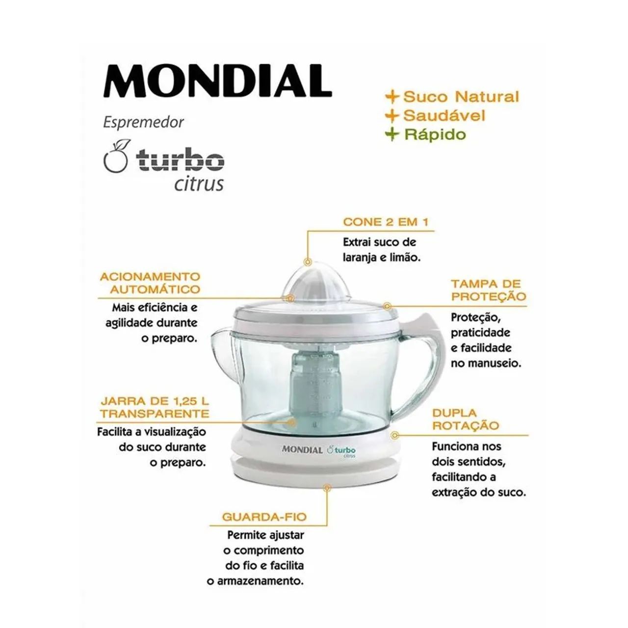 Espremedor Elétrico de Laranja e Frutas Automático Mondial Citrus E01 - Foto 2