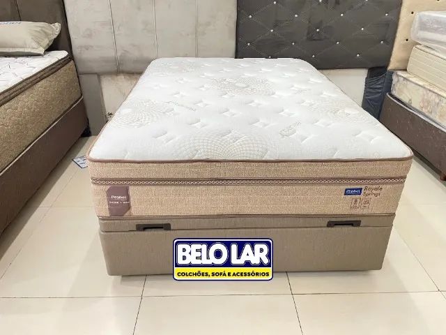 Base Para Cama + Colchão Casal Molas Ensacadas