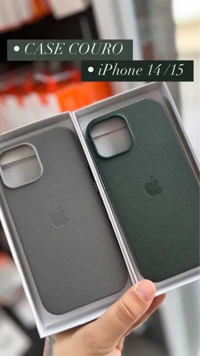 Capa de Couro para iPhone 14/15 - Case Couro