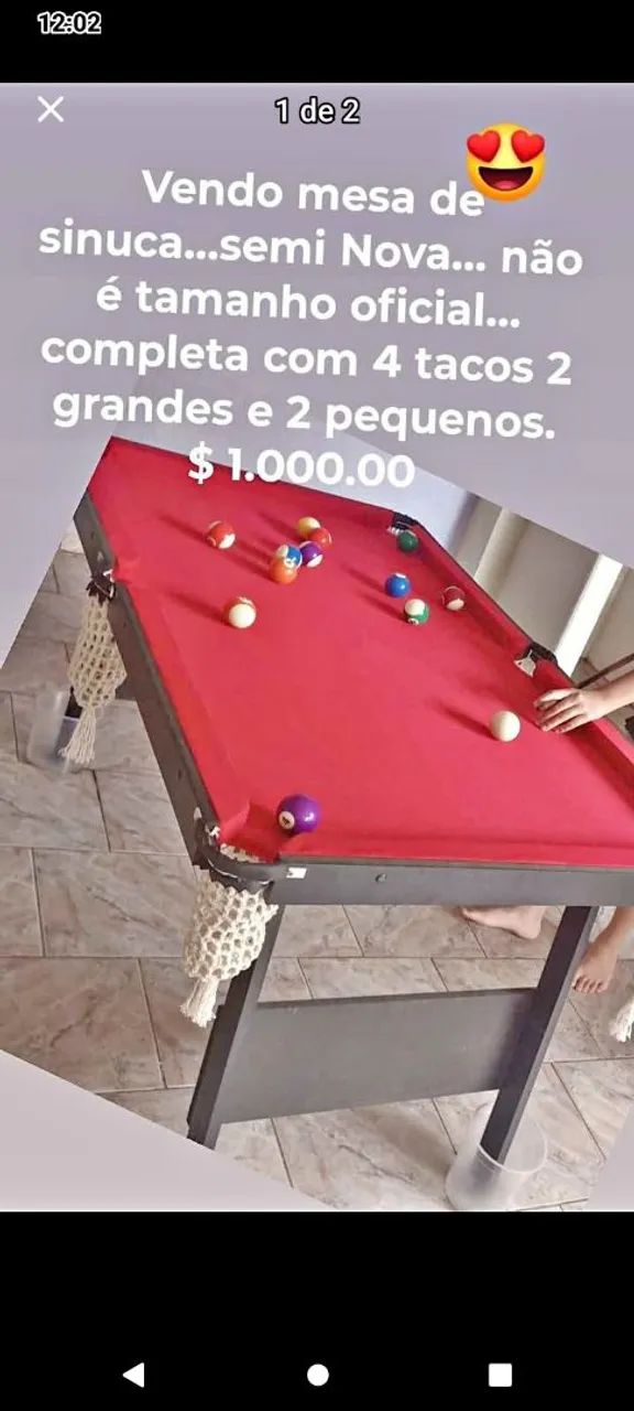 Mesa de Sinuca Semi Nova