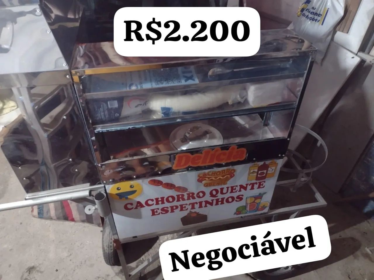 Carroça de lanche 2 em 1, nova