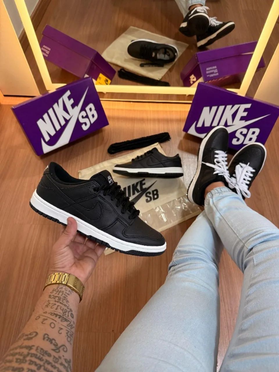 Tênis Nike SB Dunk Preto Masculino Linha Luxo - Foto 3