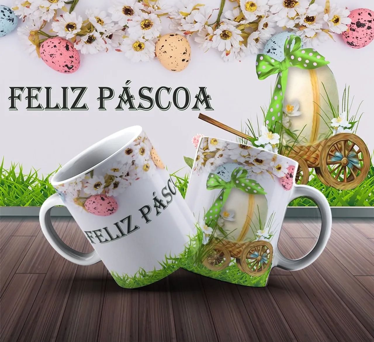 Canecas de Páscoa com coelhinhos - lindas! - Foto 3