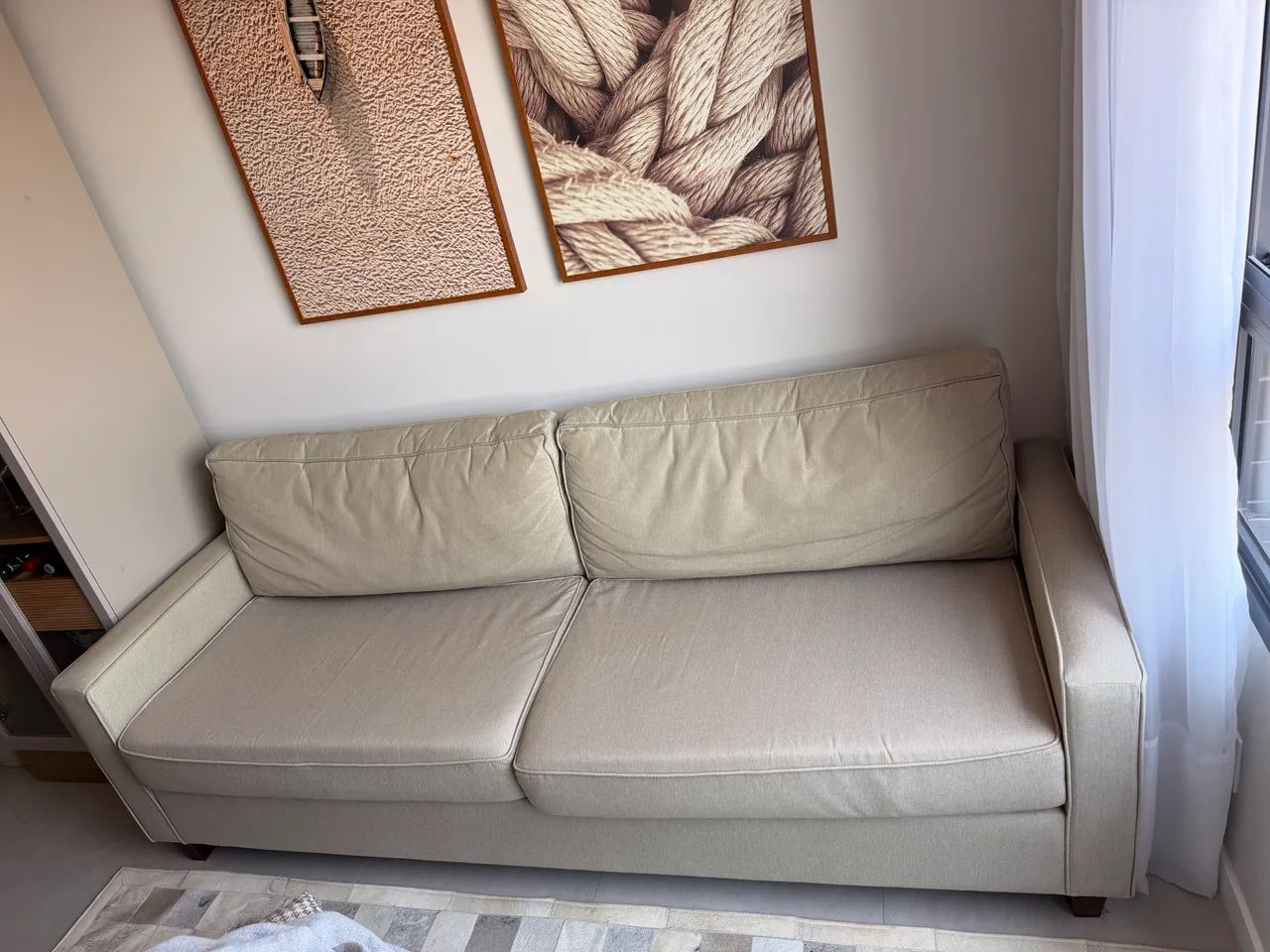 Sofá linho bege, 210cm65578336403585120