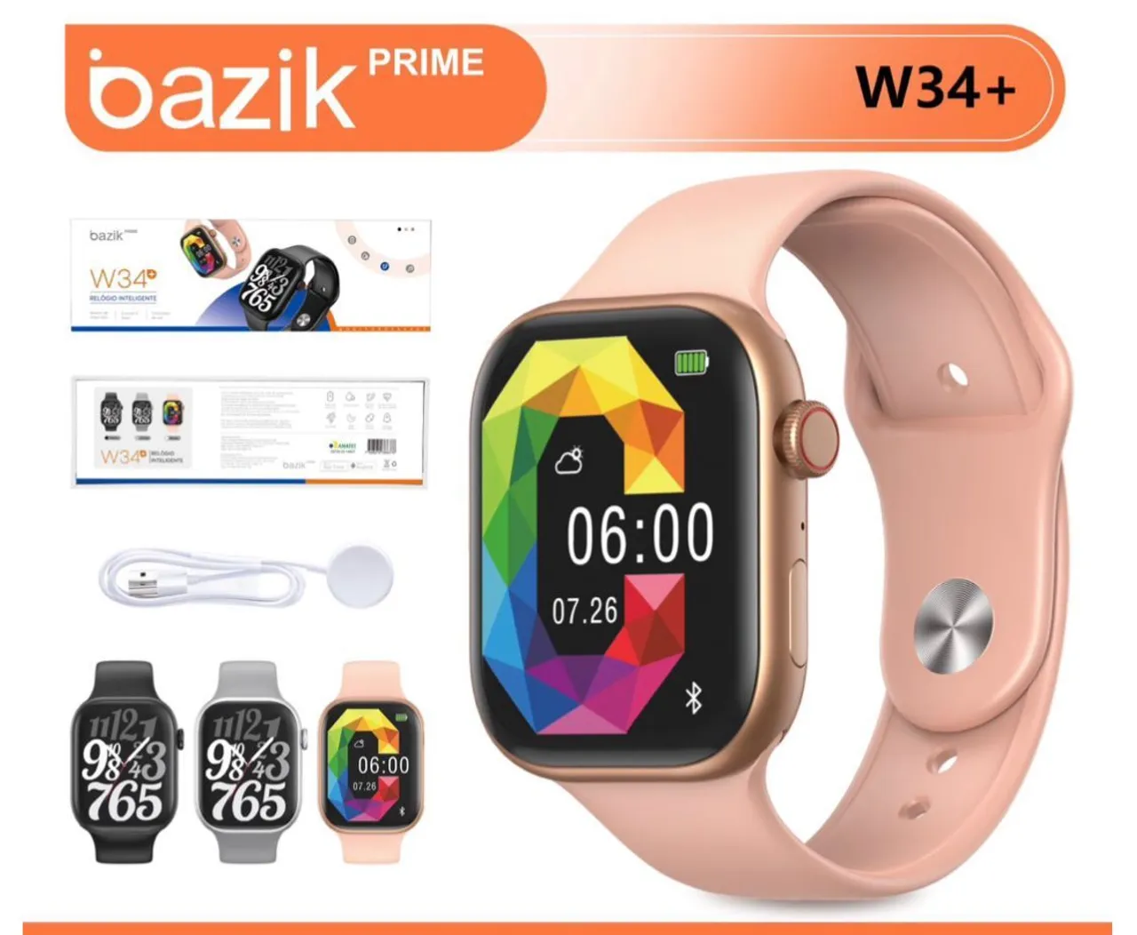 Relógio Smartwatch Bazik W34+ - Design e Funcionalidades