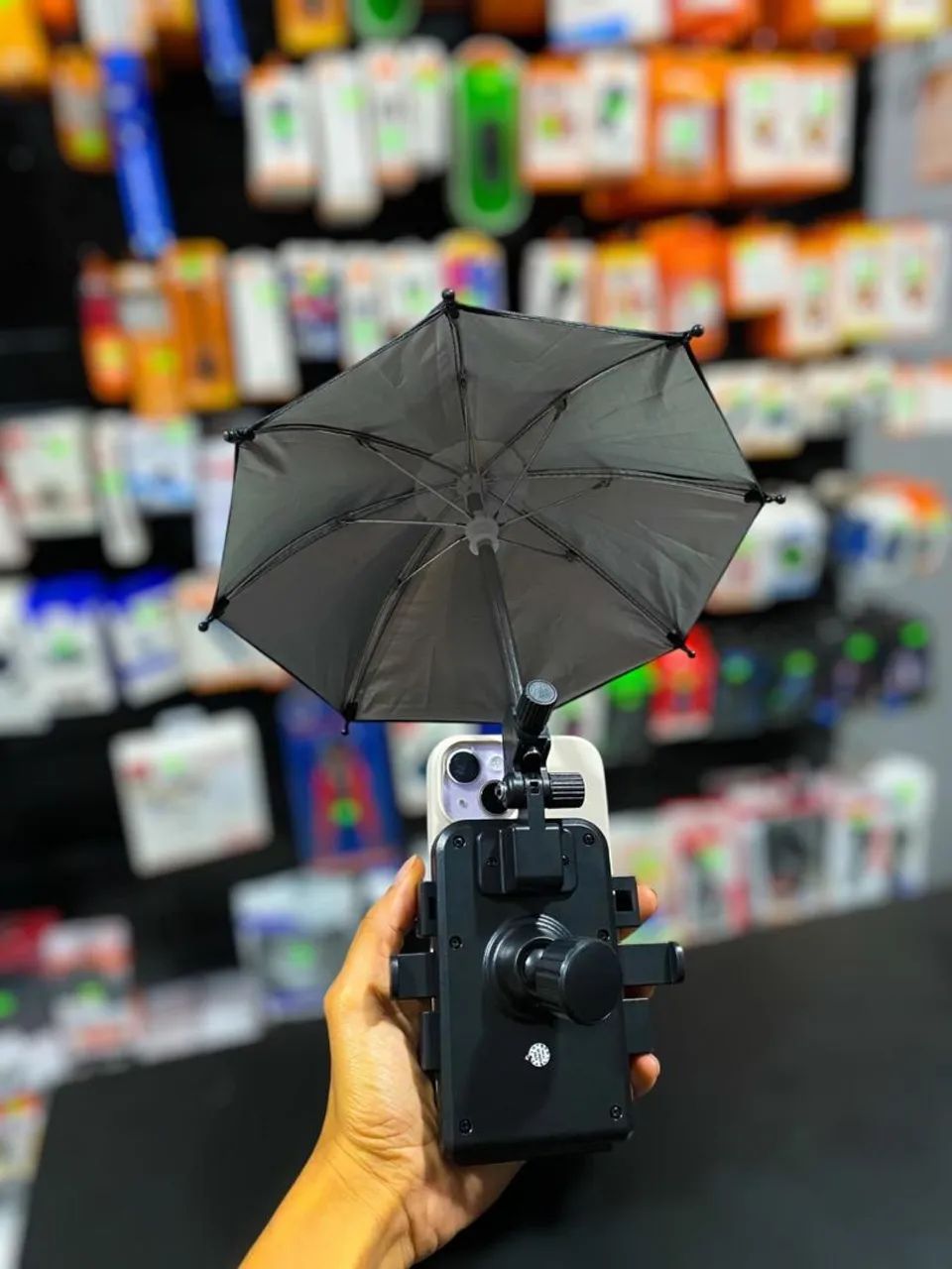 SUPORTE DE CELULAR PARA MOTO COM MINI GUARDA CHUVA OBERON OR-SP25 - Foto 4