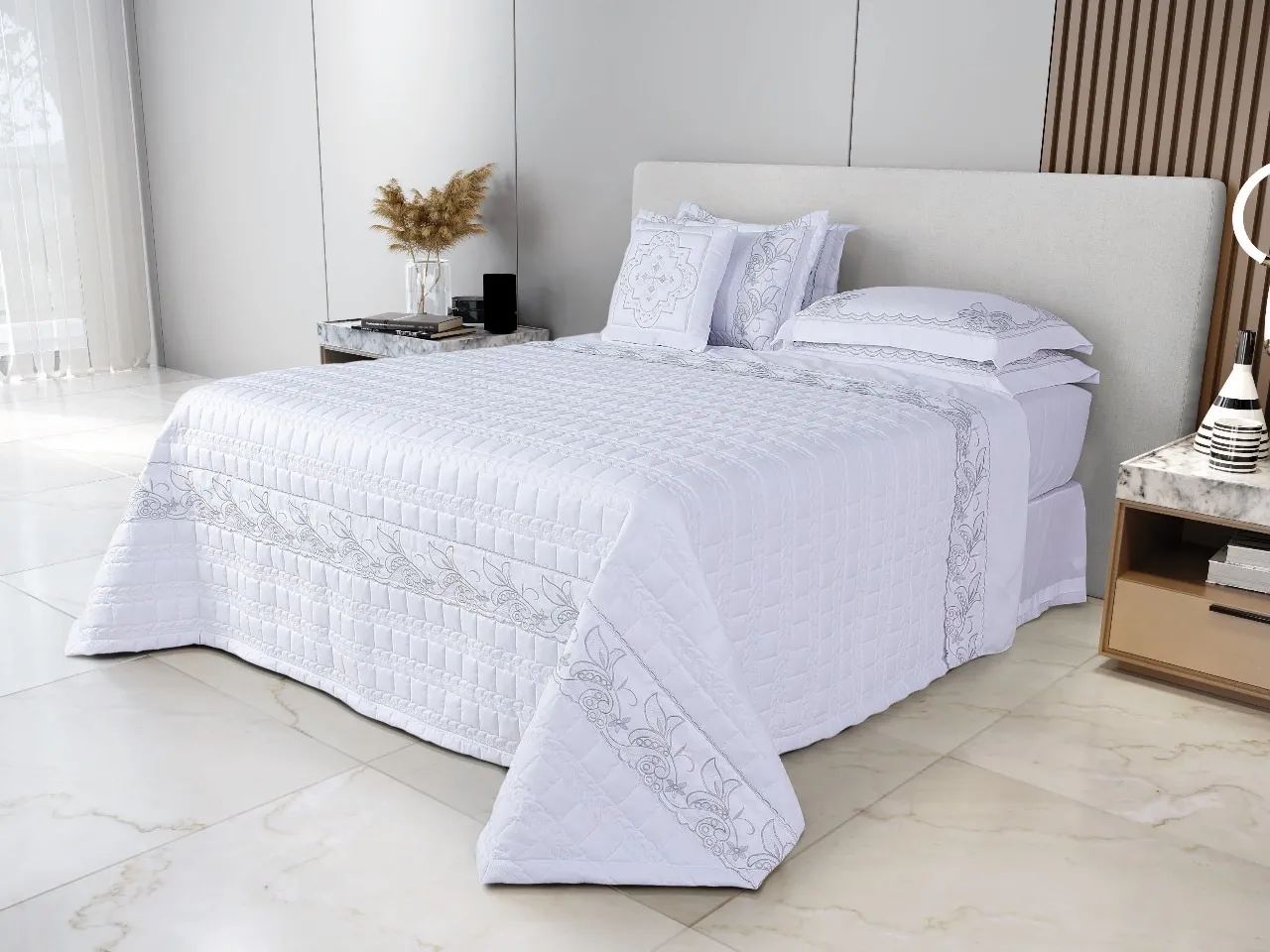 Jogo de Cama Bordado 200fios Queen  - Foto 3