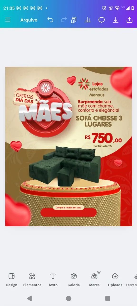 Sofá Cheisse 3 Lugares para sua Mãe! - Foto 4